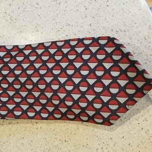 Italian made tie EUC burgundy silver navy/black silk